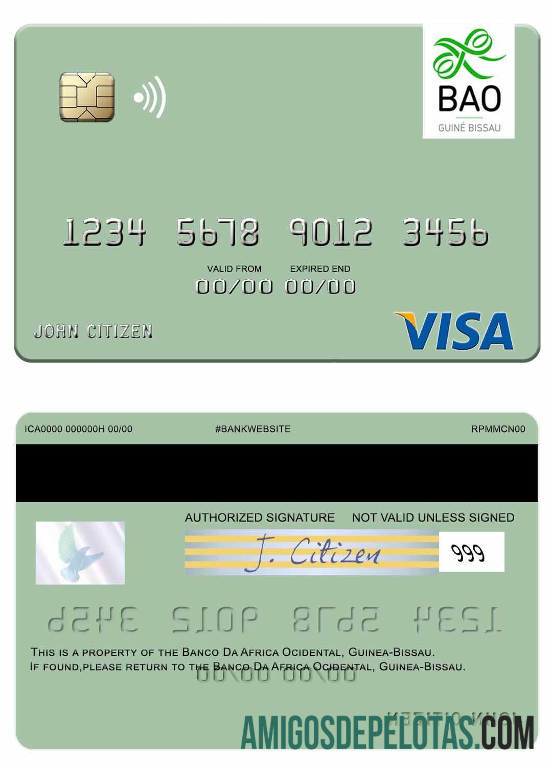 Guinea Bissau Banco Da Africa Ocidental Visa Debit Card baixar para verificação